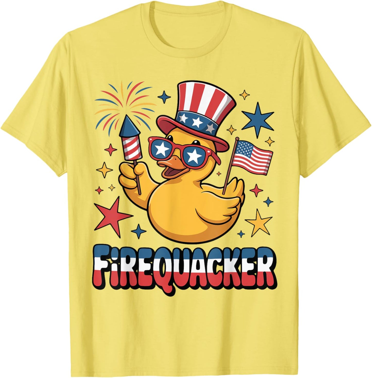 4th July Firequacker Rubber Duck Toddler Teen Boy Men Funny T-Shirt