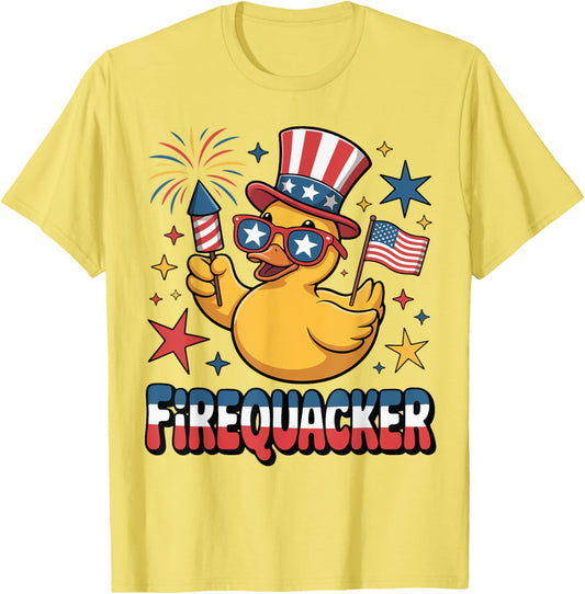4th July Firequacker Rubber Duck Toddler Teen Boy Men Funny T-Shirt
