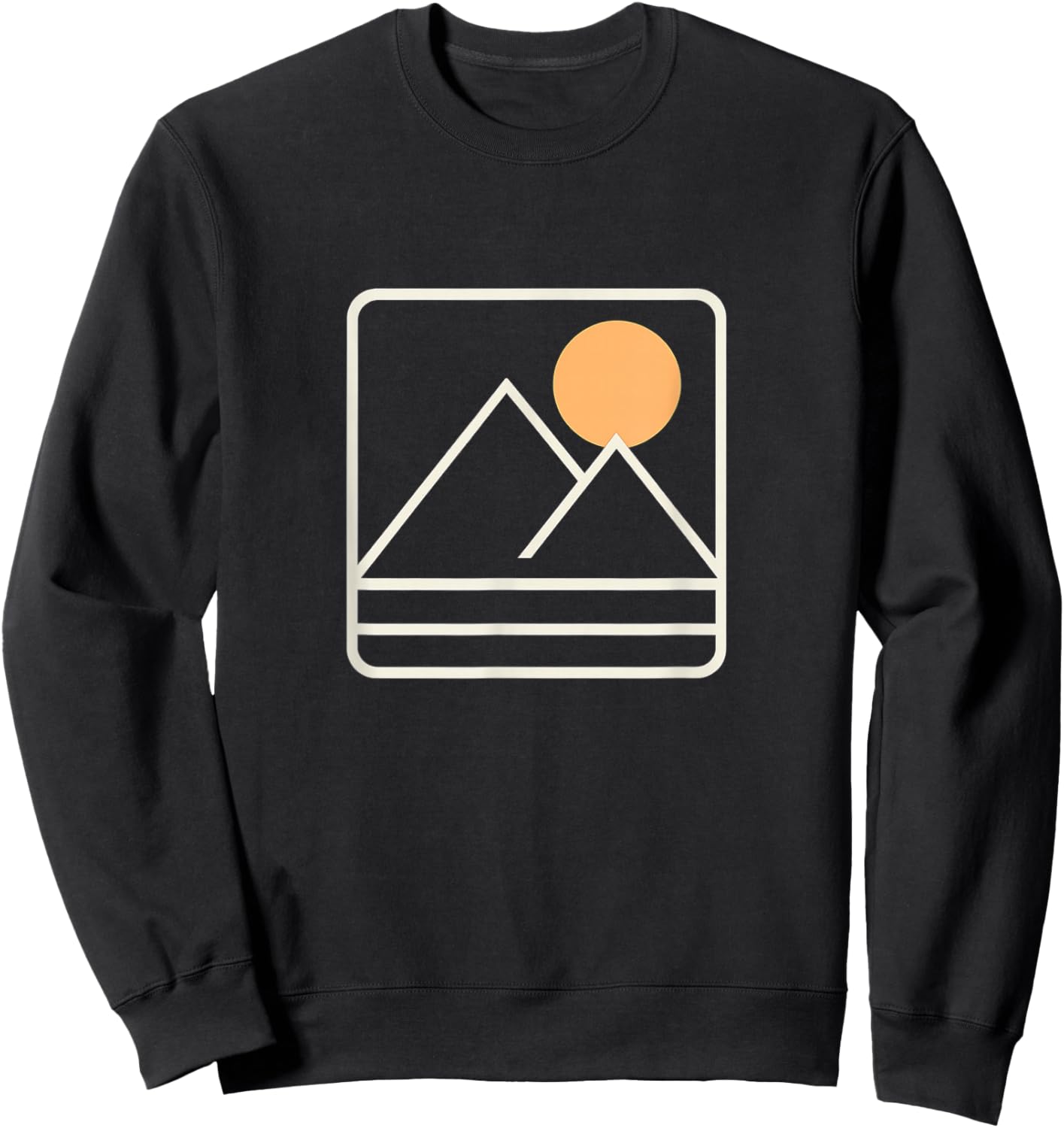 Mountain Sunrise - Minimalist Retro Nature Graphic Tee T-Shirt Sweatshirt - Sweatshirt | Black