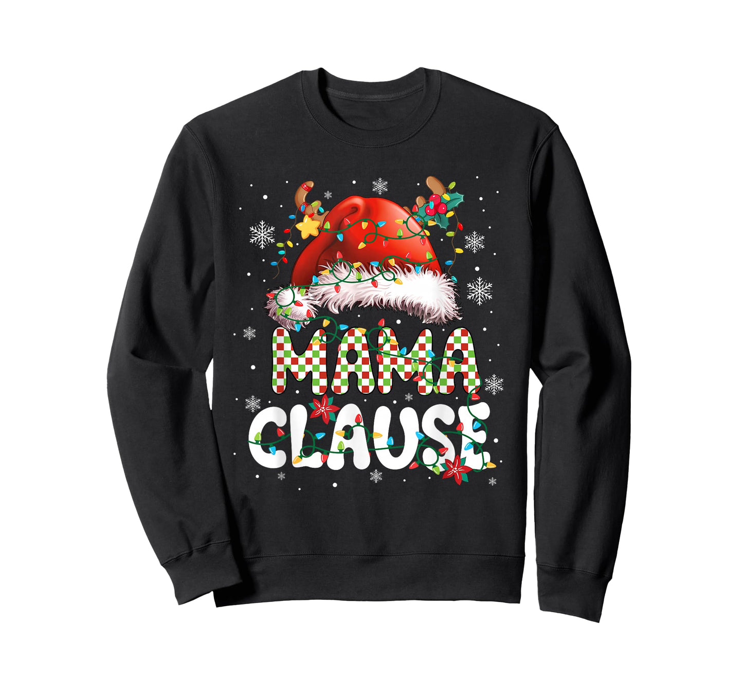 Mama Claus Christmas Santa Hat Reindeer Family Matching T-Shirt