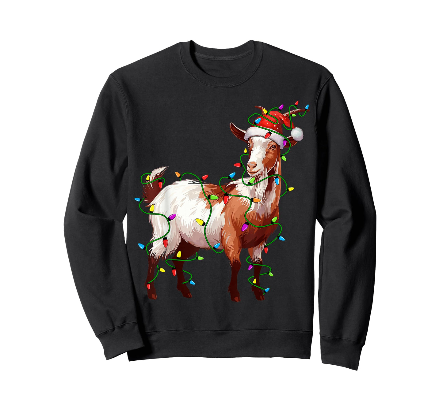 Goat Santa Christmas Tree Lighting Xmas Funny T-Shirt