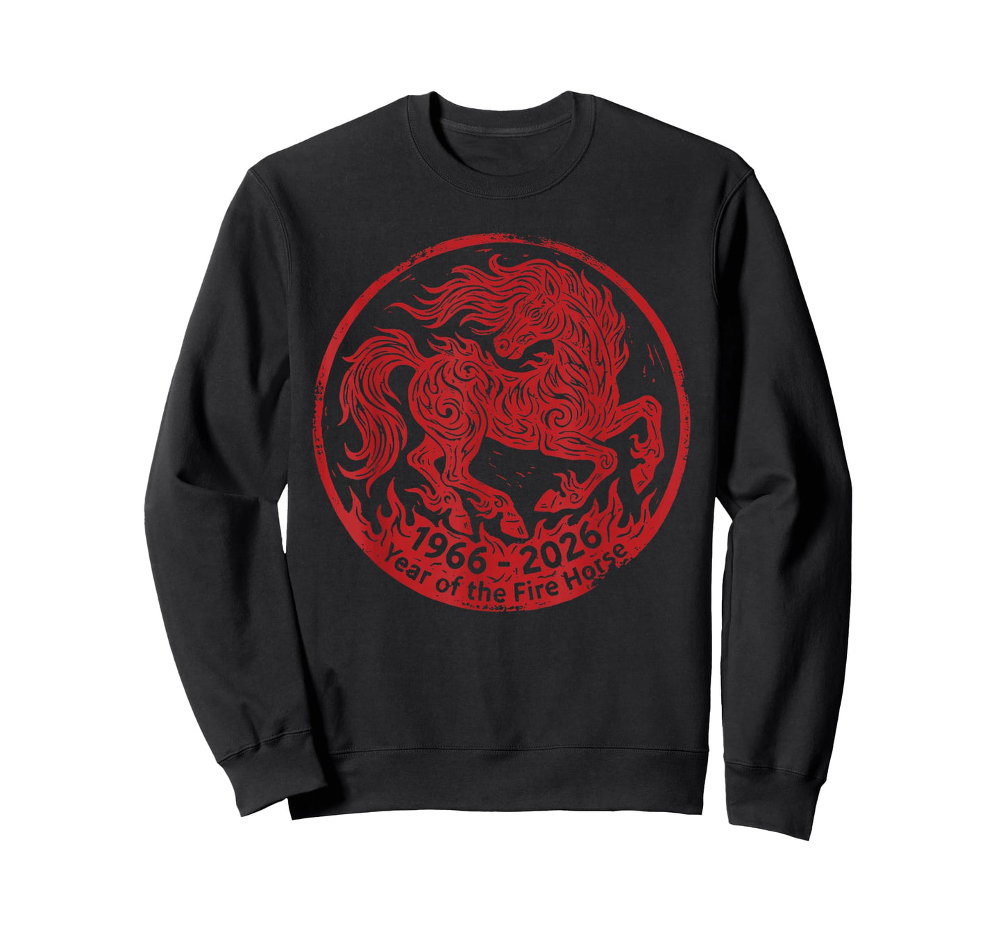 1966 2026 Year of The Fire Horse 60th Birthday Zodiac T-Shirt - Sweatshirt | Black