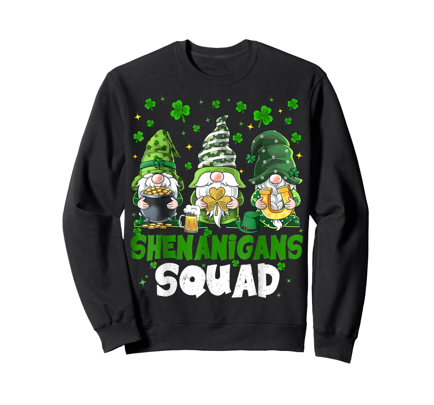 St Patricks Day Gnomes Shenanigans Squad Saint Pattys Women T-Shirt - Sweatshirt | Black