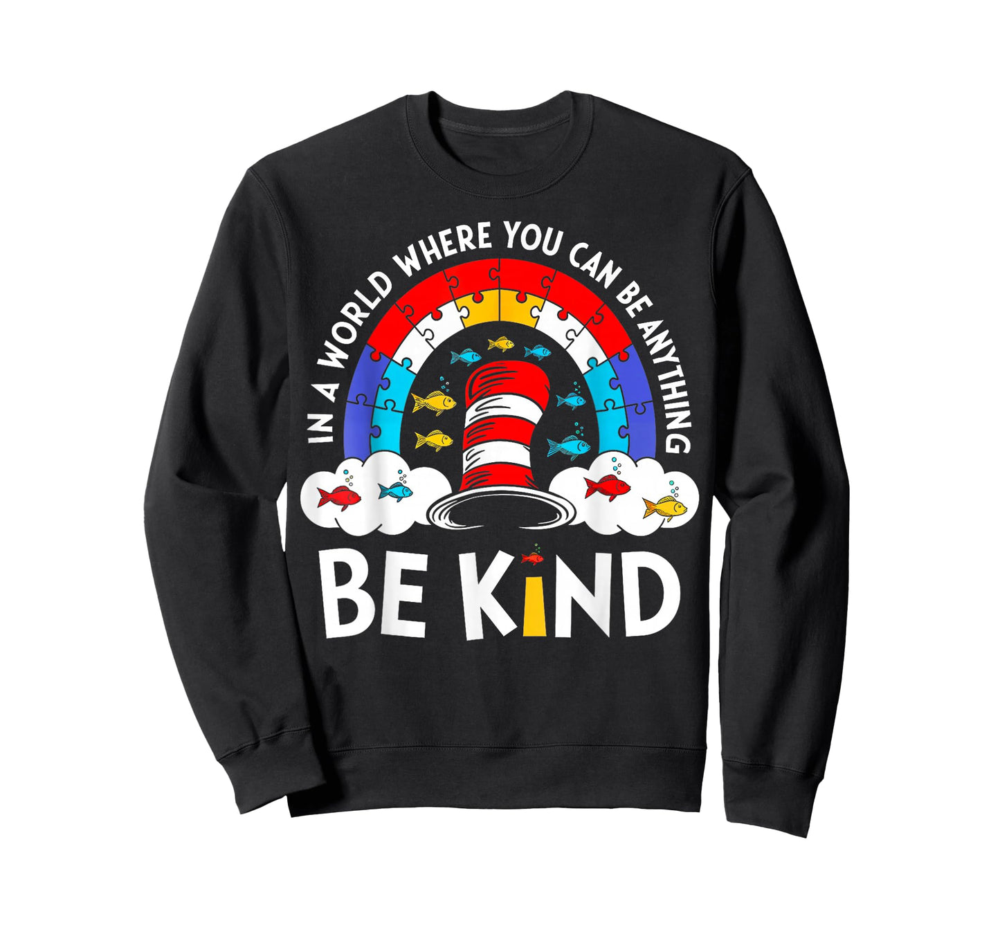 Autism Awareness for Teacher Why Fit in Doctor Cat Hat Cool T-Shirt - Sweatshirt | Black