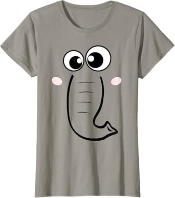 Elephant Face, Cartoon Style, Easy Halloween Costume T-Shirt