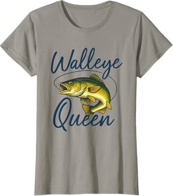 Walleye Fishing Design Fisherwoman fishing Walleye Queen T-Shirt