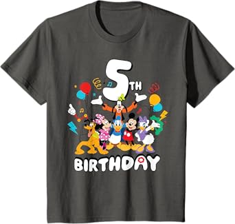 Disney Jr. Mickey & Friends Fifth 5th Birthday Party Gift T-Shirt