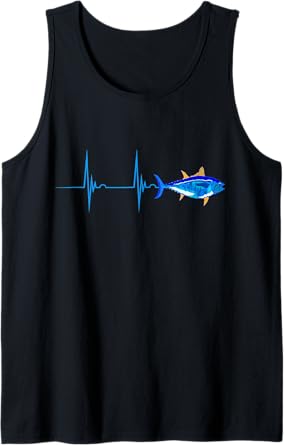 Bluefin Tuna Heartbeat EKG Pulseline FIsh Deep Sea Fishing Tank Top