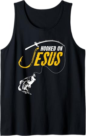 Hooked on Jesus Funny Christian Fishing Tank Top