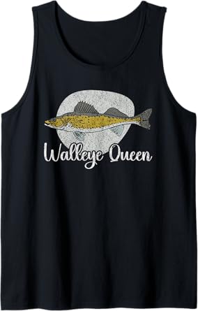 Funny Walleye Queen Fishing For Women Fish Mom Bait Fishing Tank Top