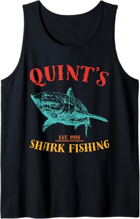 Quint’s Shark est. 1975 Fishing Funny Retro Fishing Tank Top