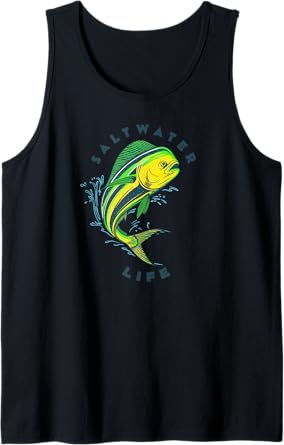 Saltwater Life Saltwater Mahi Mahi Jumping Fishing Tank Top