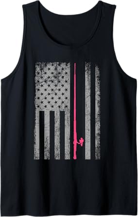 Pink Camo American Flag Fishing Shirt Women Bass Fishing Tank Top