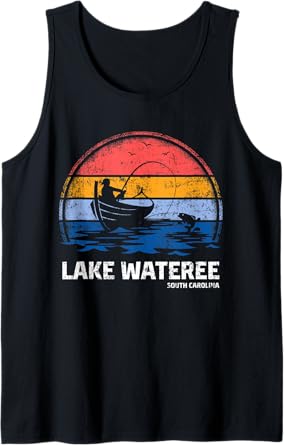Vintage Retro South Carolina Wateree Lake Summer Fishing Tank Top