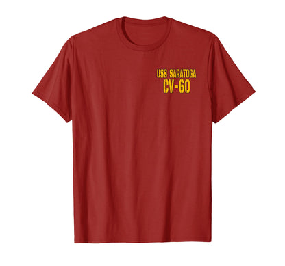USS Saratoga CV-60 Aircraft Carrier Veteran Front&Back T-Shirt