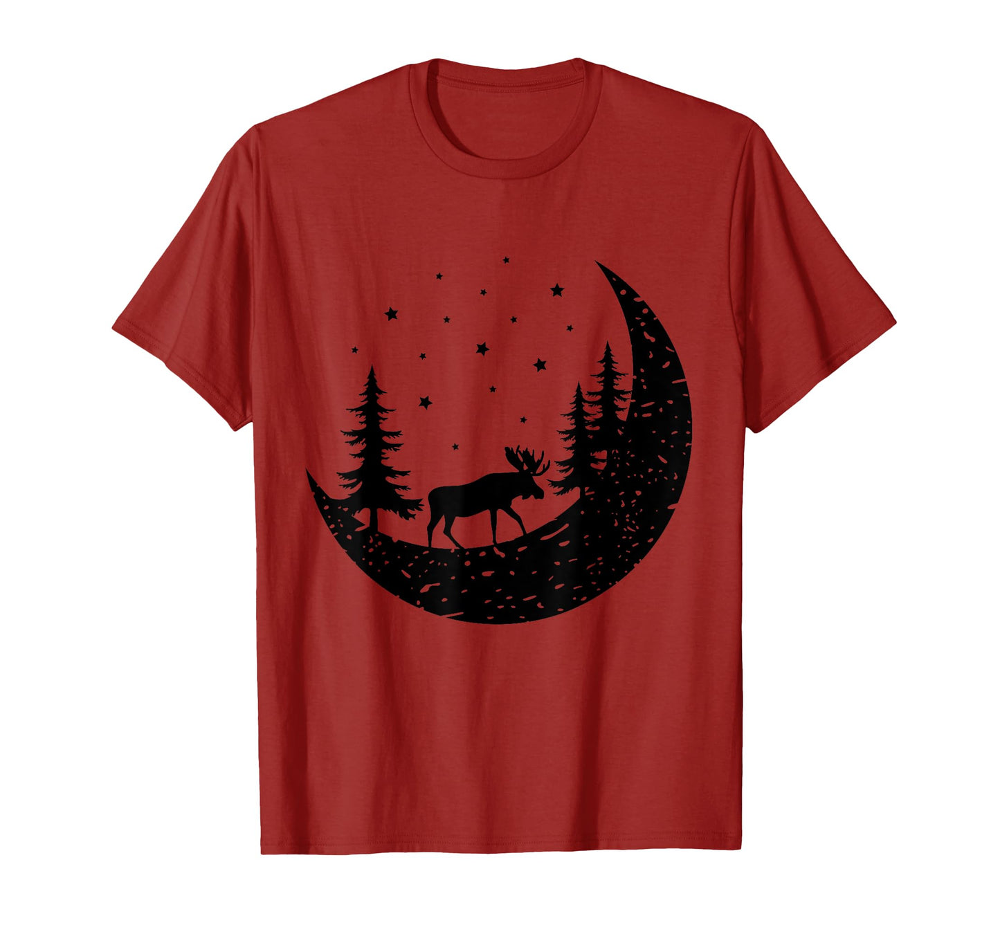 Moose On The Moon Forest Trees Outdoors Wildlife Camping T-Shirt