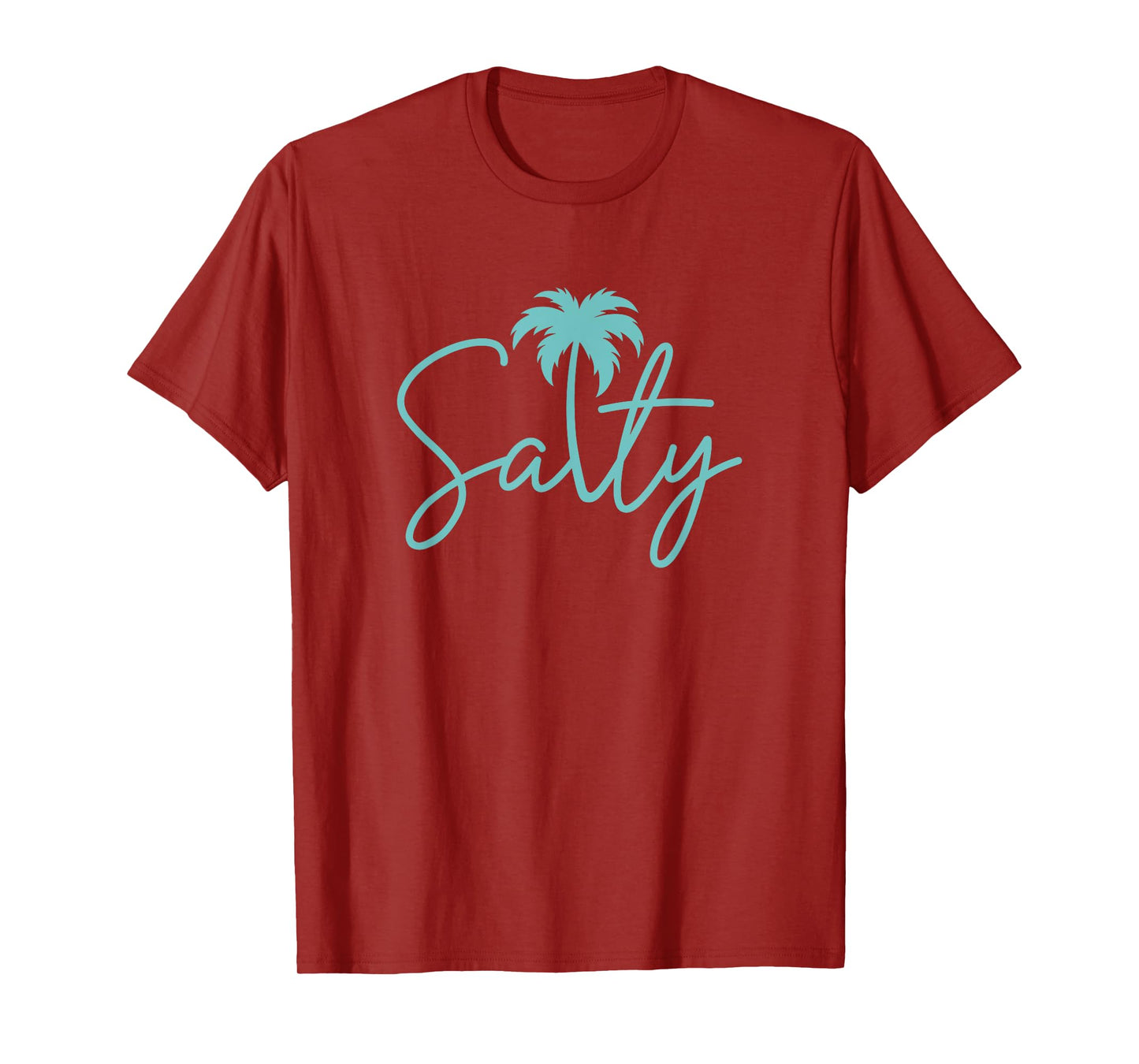 Salty Handwritten Palm Tree Coastal Beach Vibe Men Women T-Shirt