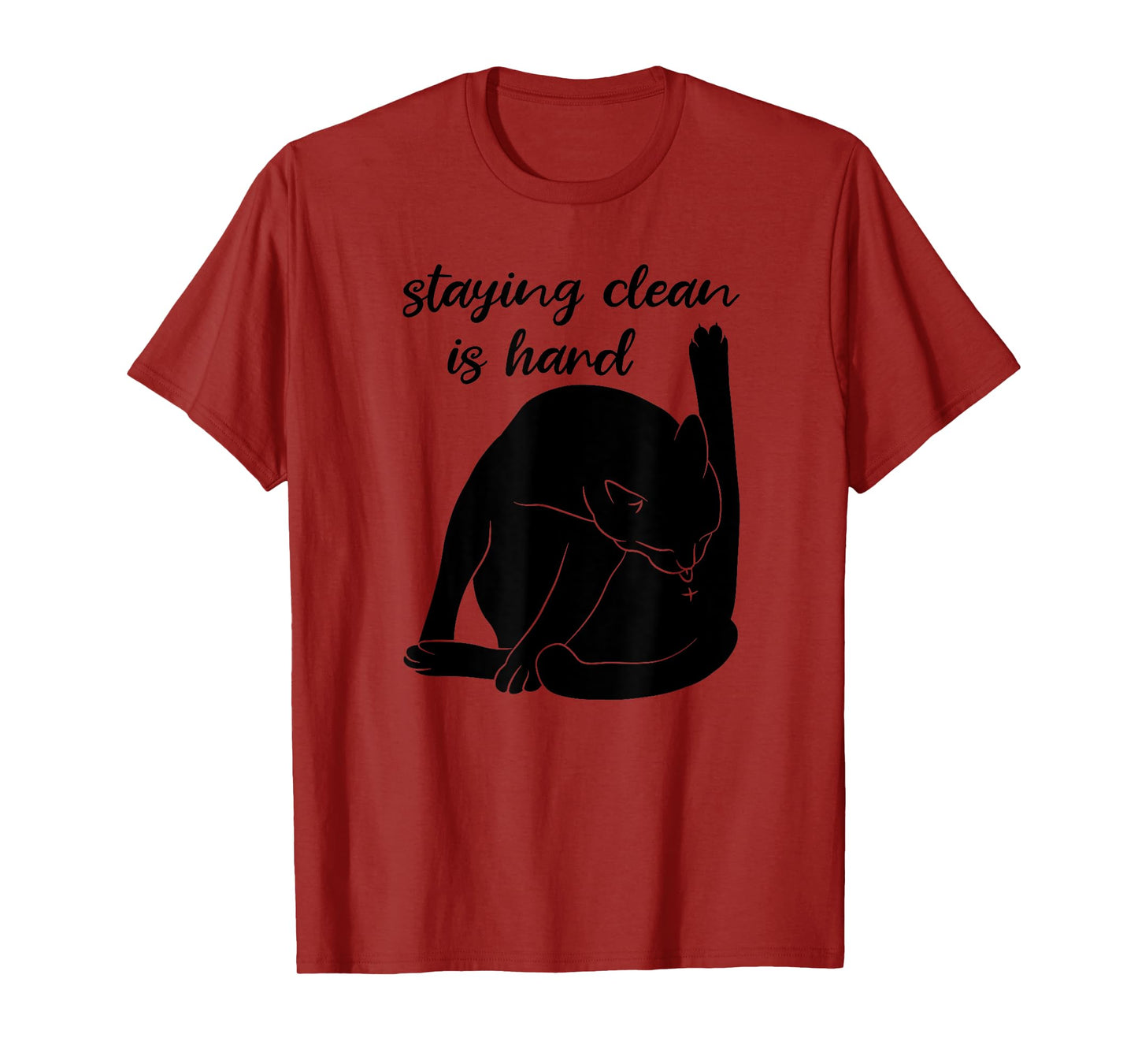 Staying Clean Is Hard Funny Black Cat Addiction Recovery T-Shirt