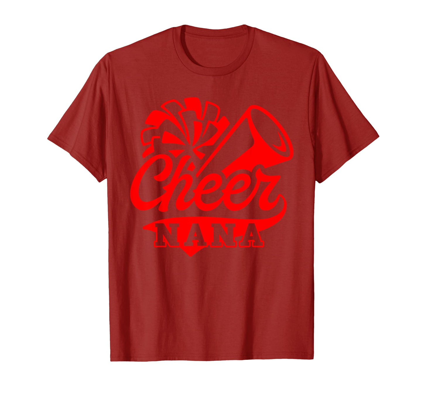 Cheer Nana Biggest Fan Leopard Print Black And Red Pom Pom T-Shirt