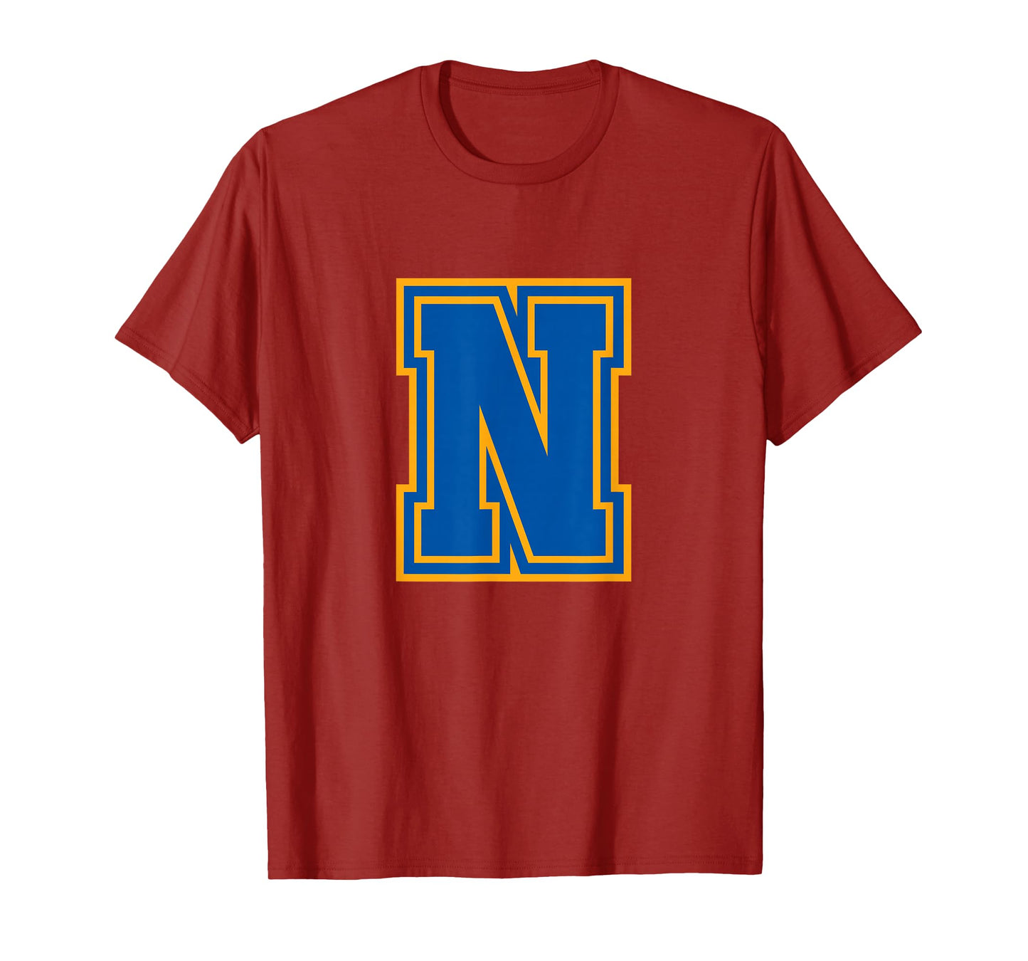 Letter N Yellow Blue Monogram Initial T-Shirt