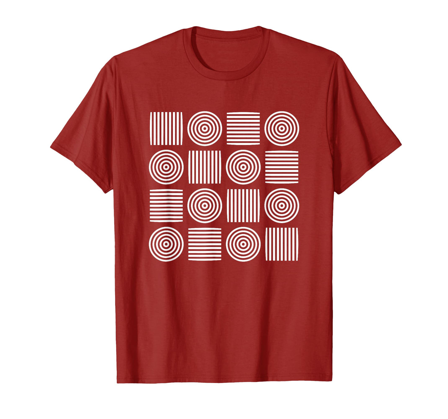 Retro Concentric Circles Stripes Bauhaus 1 Shapes Mania T-Shirt