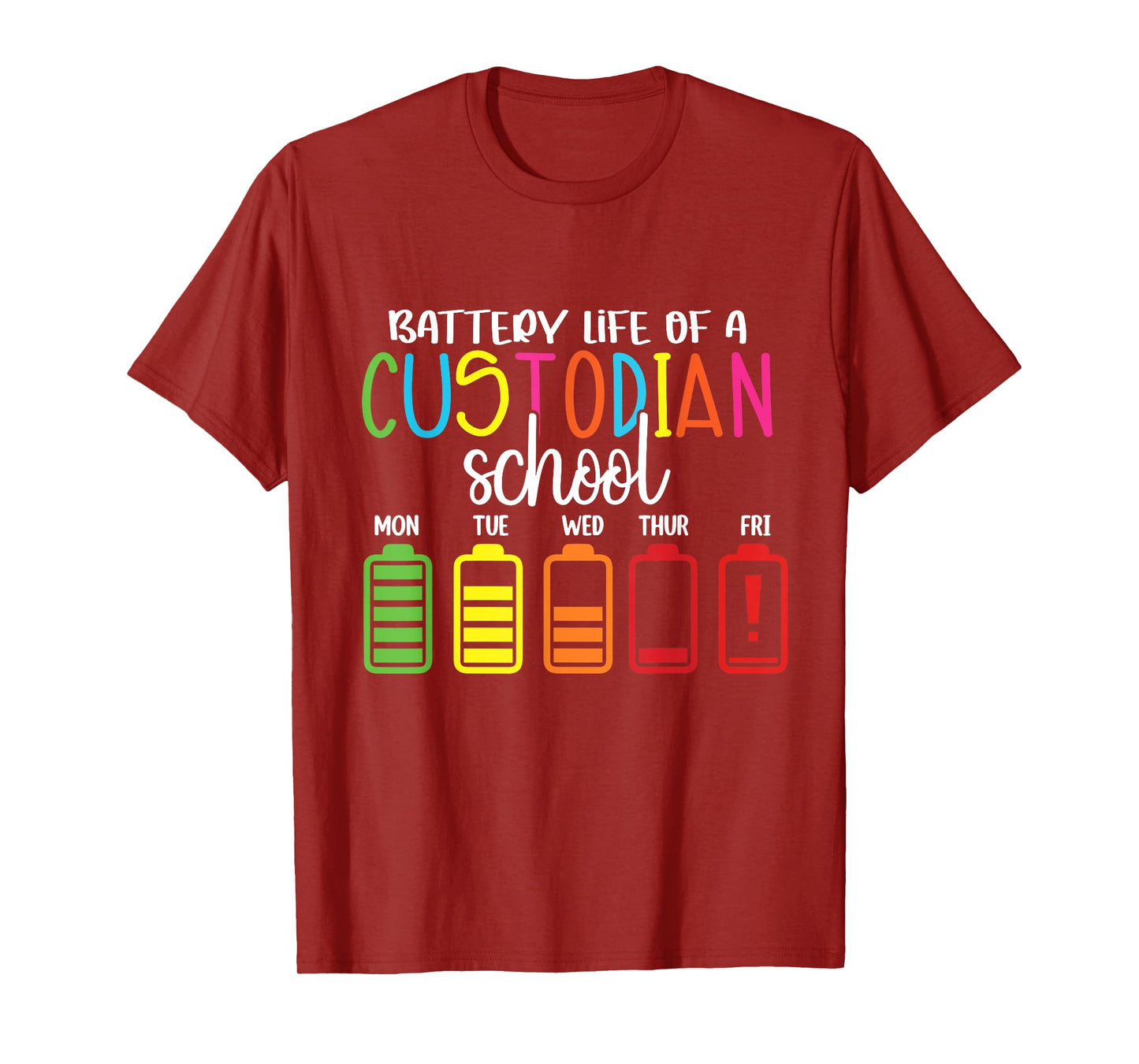 School Janitor, School Custodian Battery Life Back to School T-Shirt