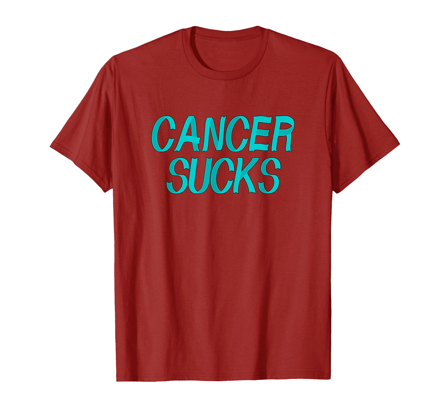 Cancer Sucks - Teal Ovarian Cancer Ribbon Letters T-Shirt