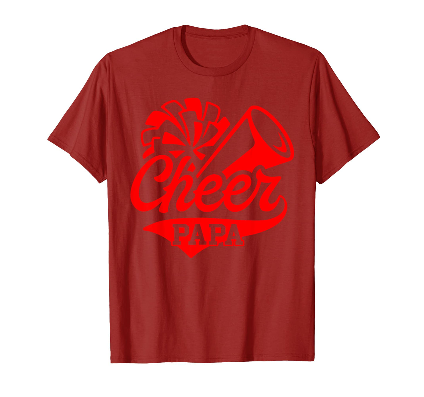 Cheer Papa Biggest Fan Leopard Print Black And Red Pom Pom T-Shirt