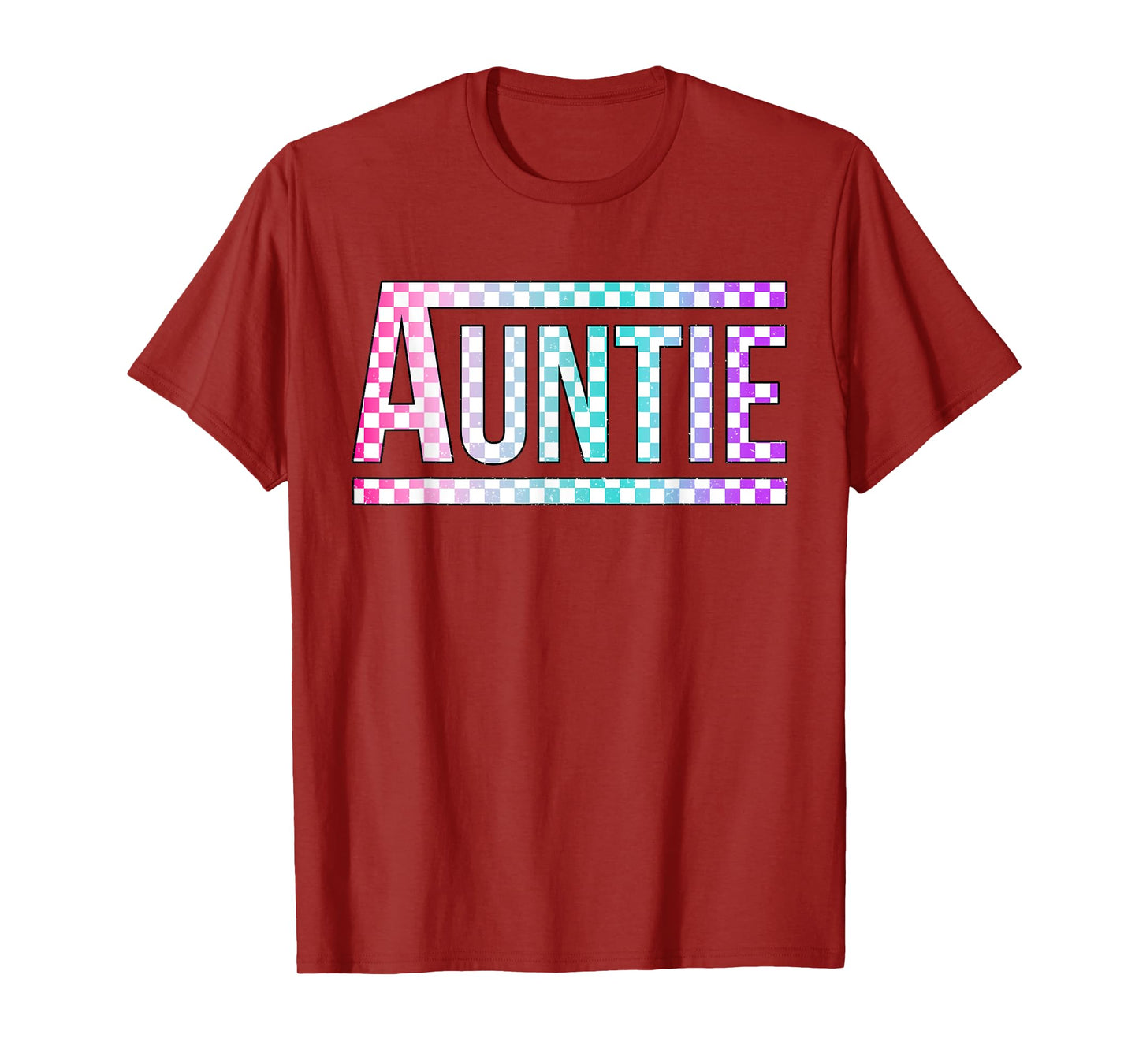 Auntie Checkered Tie Dye Family Mother's Day Pit Crew Women T-Shirt