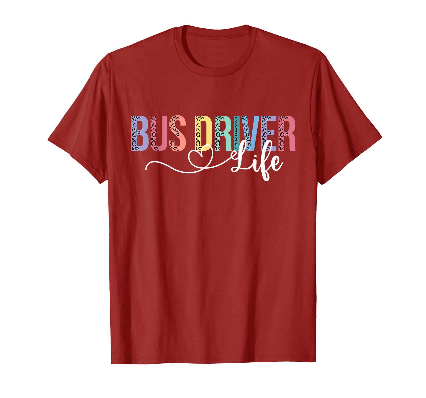Cute Bus Driver Life Leopard Print Back To School Gift Women T-Shirt