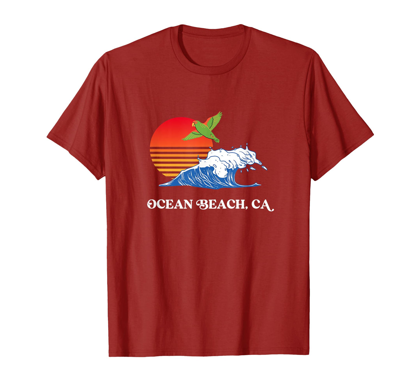 Ocean Beach, San Diego, California Sunset OB Parrot T-Shirt for Men Women Girls Kids