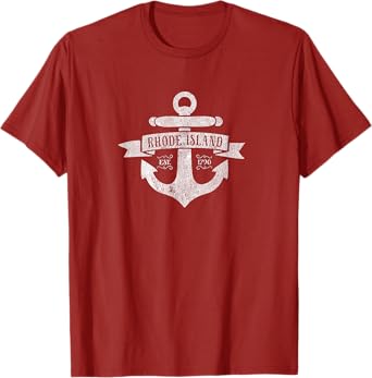 Rhode Island RI T-Shirt Vintage Boat Anchor Tee Design T-Shirt
