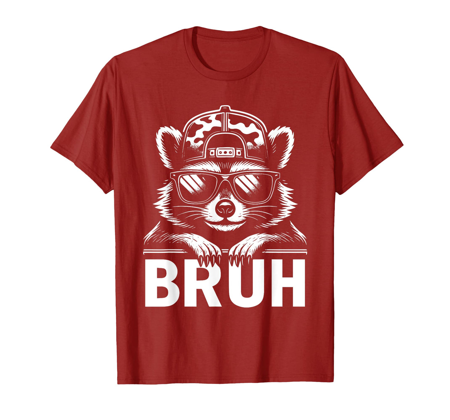 Bruh Raccoon Trash Racoon Camo Hat Funny Youth Teens Kids T-Shirt