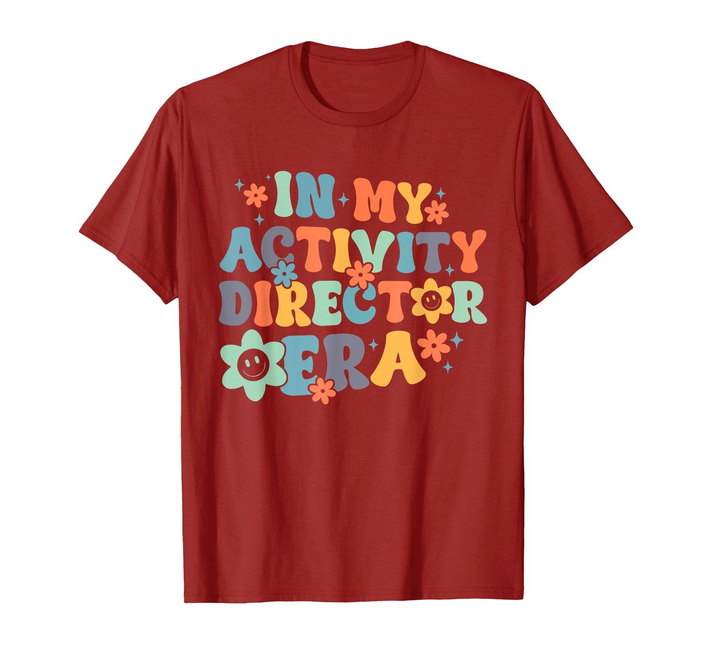 Groovy In My Activity Director Era Funny Retro Black T-Shirt - Unisex-Adults, Small, Short Sleeve