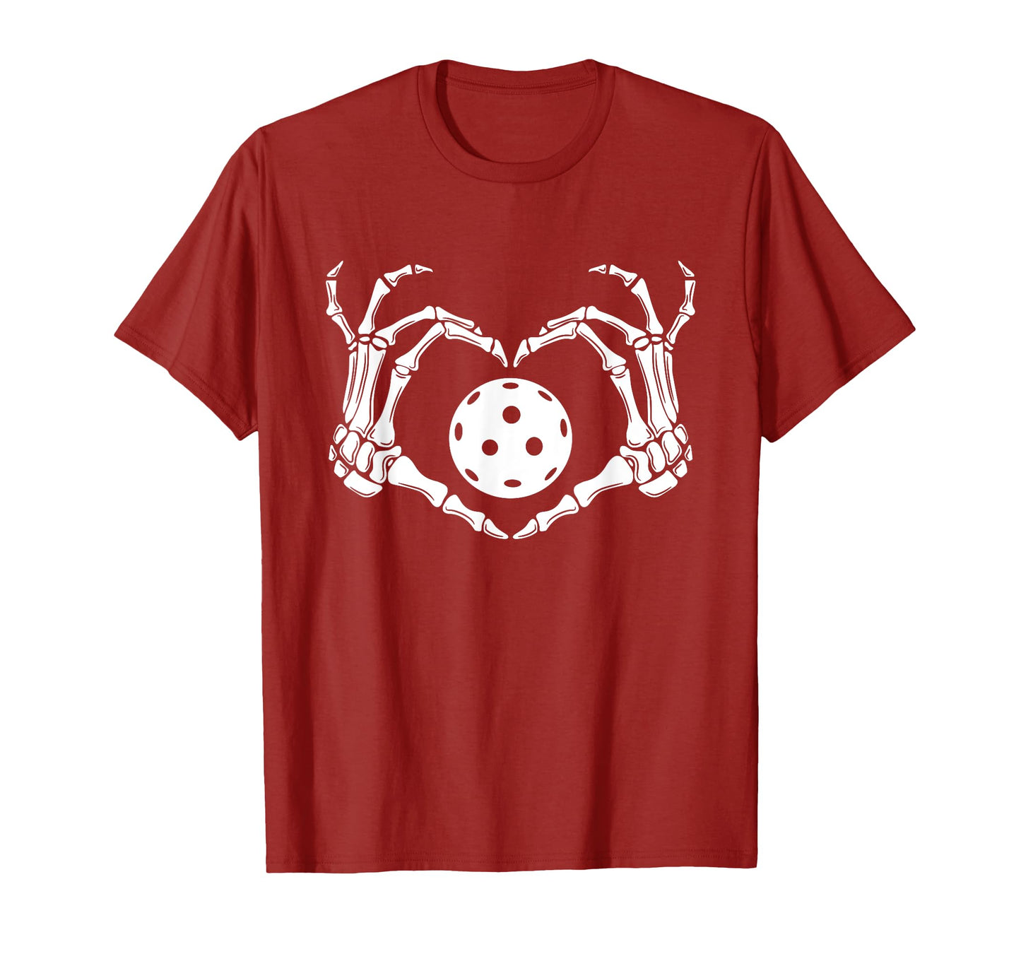 Halloween Pickleball Skeleton Heart Hands T-Shirt