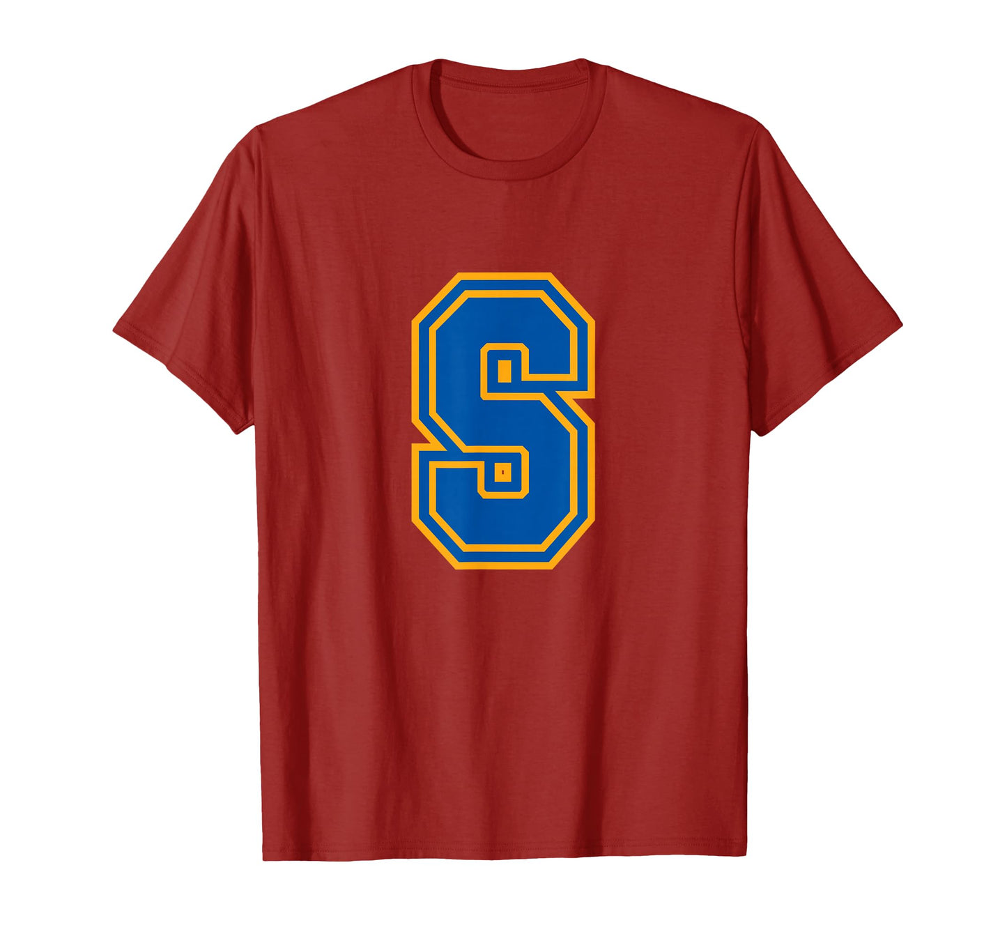 Letter S Yellow Blue Monogram Initial T-Shirt