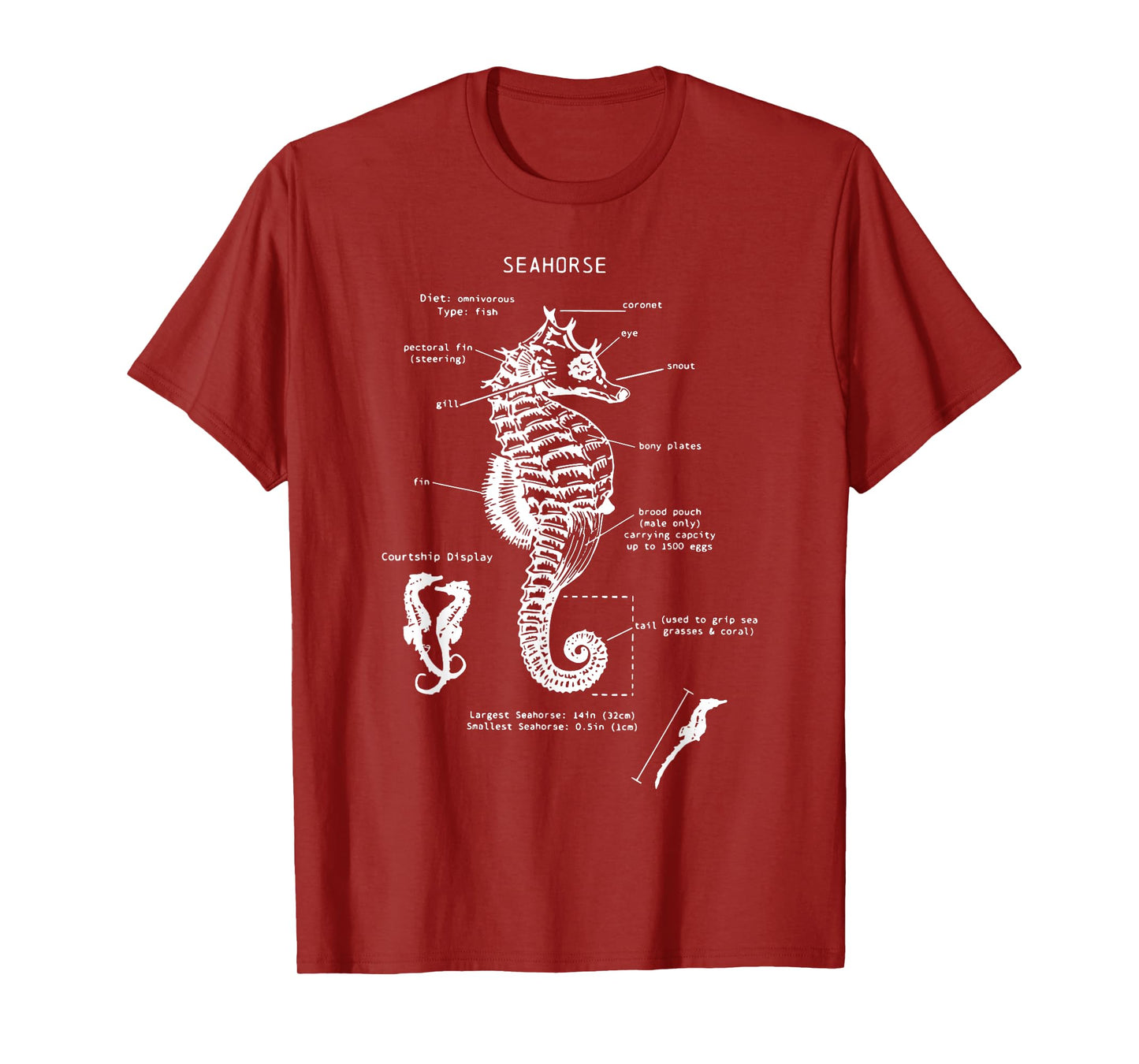 Vintage Seahorse Anatomy Ocean Animal Marine Biologist T-Shirt