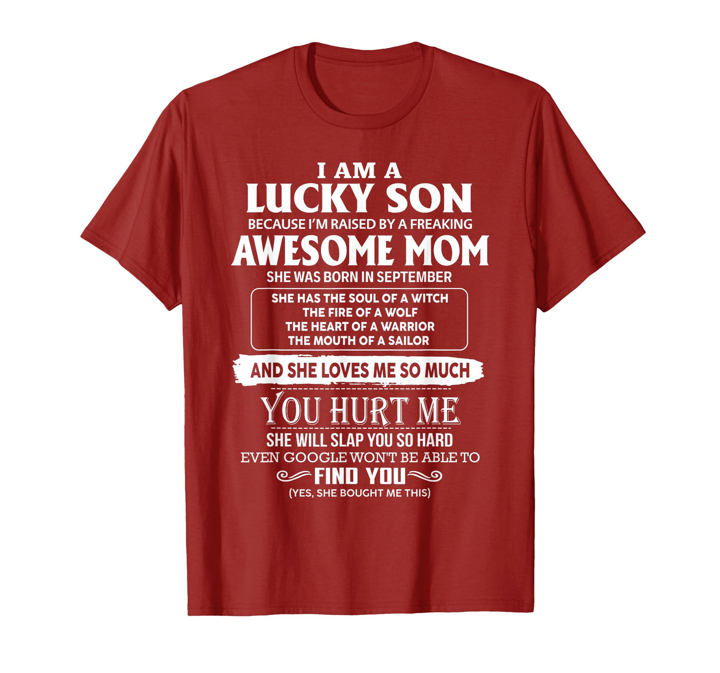 I'm A Lucky Son Of Awesome Mom She Was Born In September T-Shirt