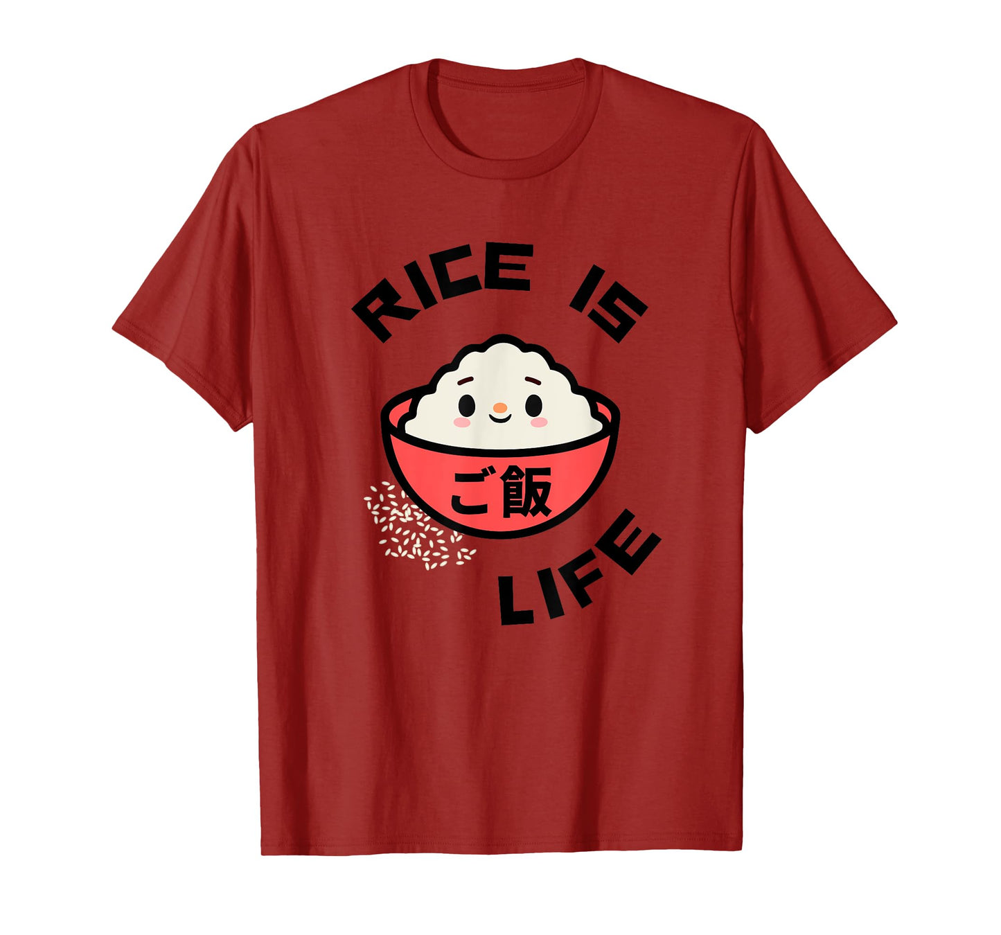 Rice is Life Red Rice Bowl Asian Food Gohan Rice T-Shirt