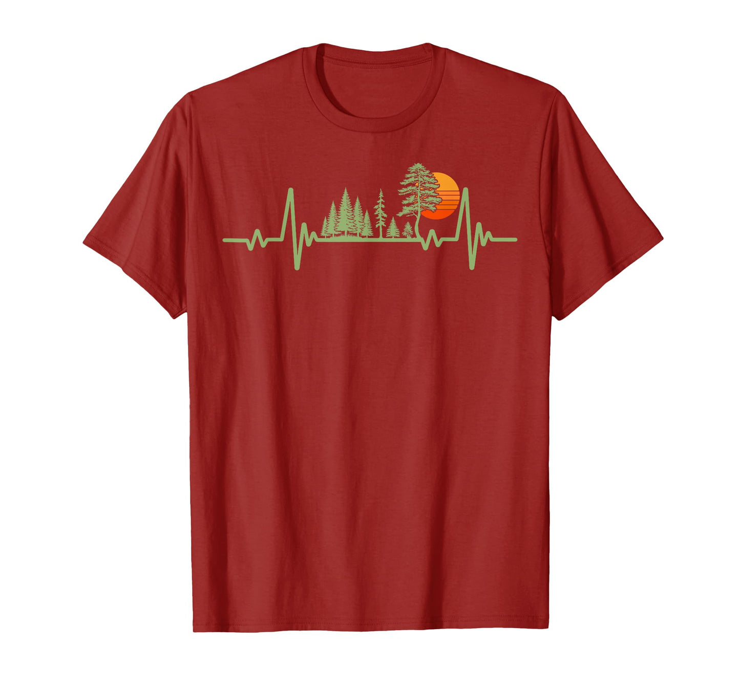 Trees Wildlife Pine Sun Nature Heartbeat Forest Vintage T-Shirt
