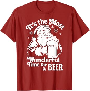 Most Wonderful Time for a Beer Funny Christmas Drinking Tee T-Shirt