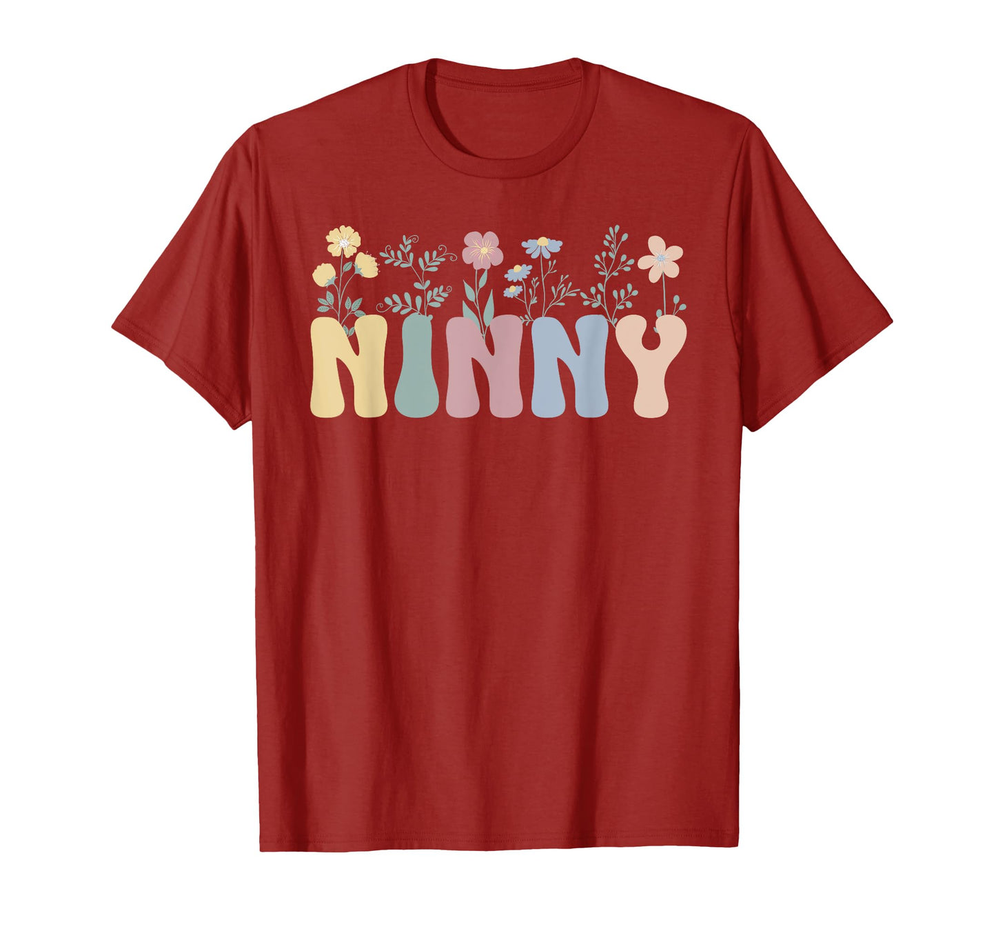 Groovy Ninny Grandma On Mother's Day Black Floral Pattern Casual T-Shirt