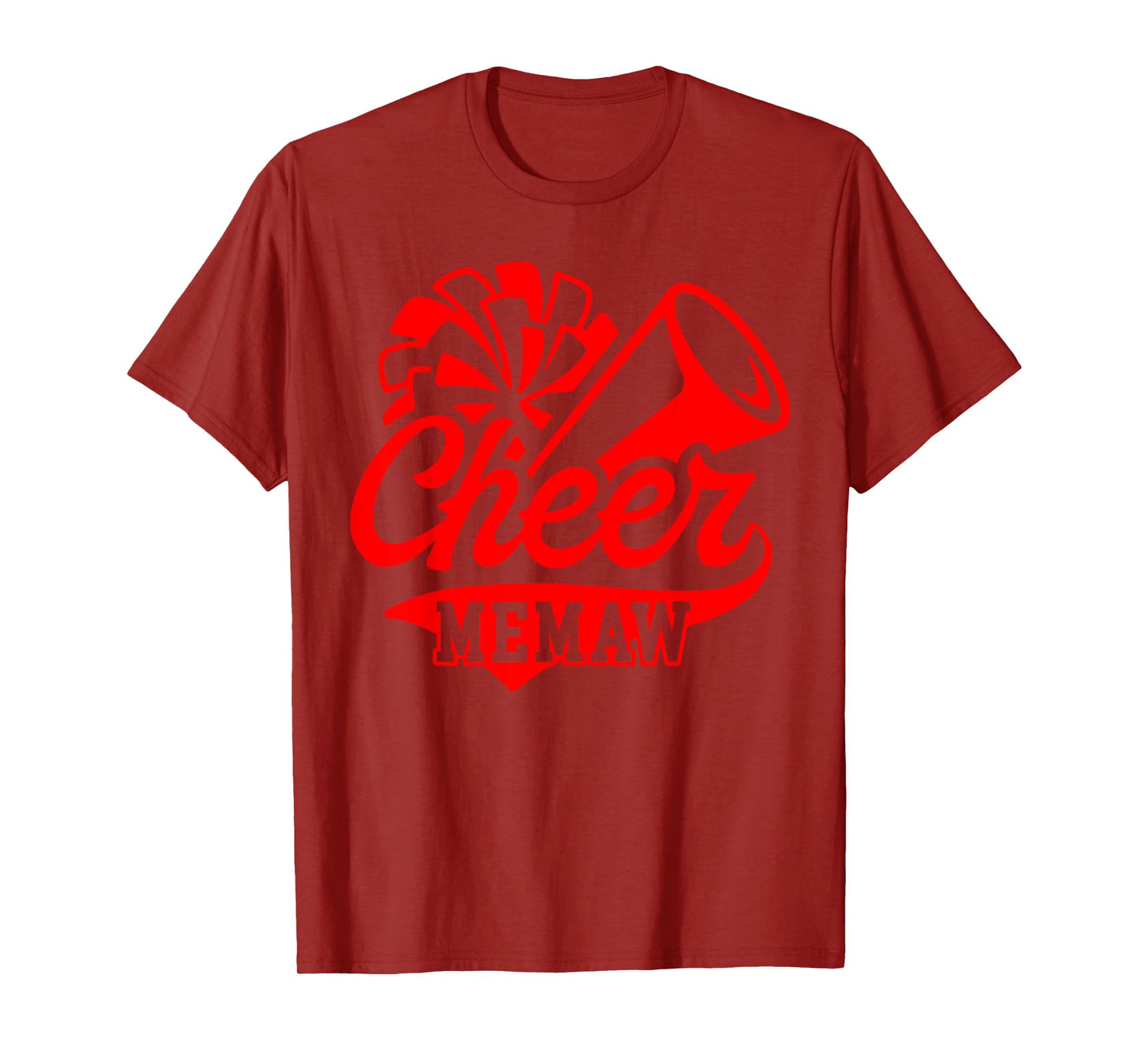 Cheer Memaw Biggest Fan Leopard Print Black And Red Pom Pom T-Shirt