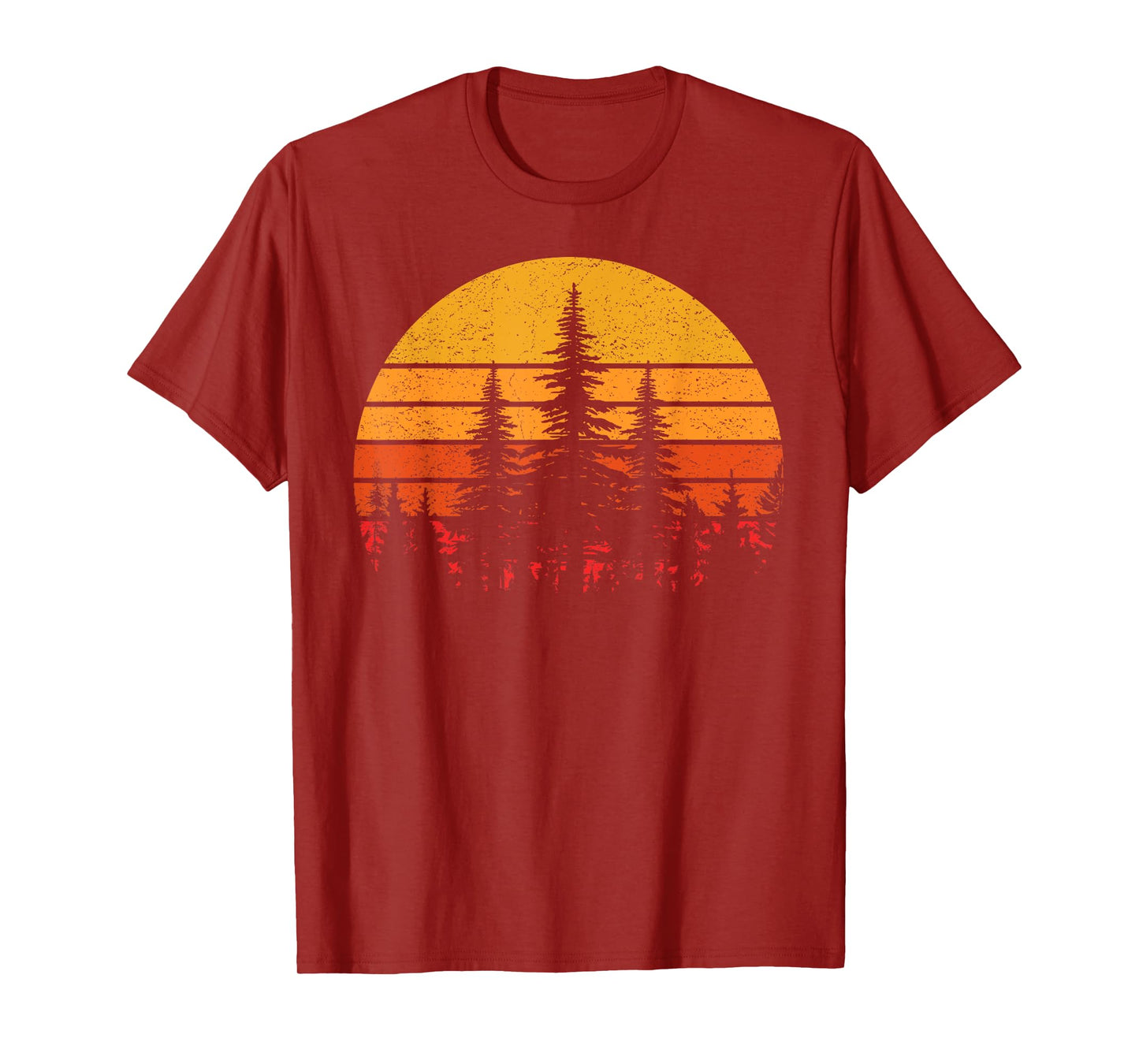 Retro Sun Minimalist Pine Trees Wildlife Nature Forest Man T-Shirt