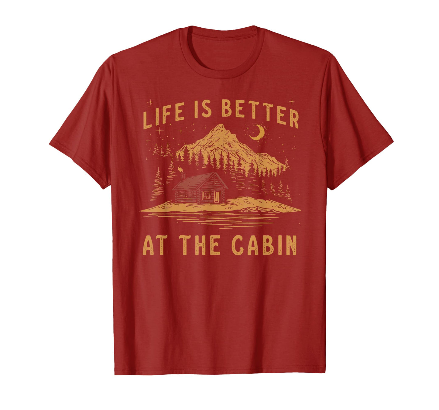 Life Is Better At The Cabin Retro Vintage T-Shirt, Small, Green