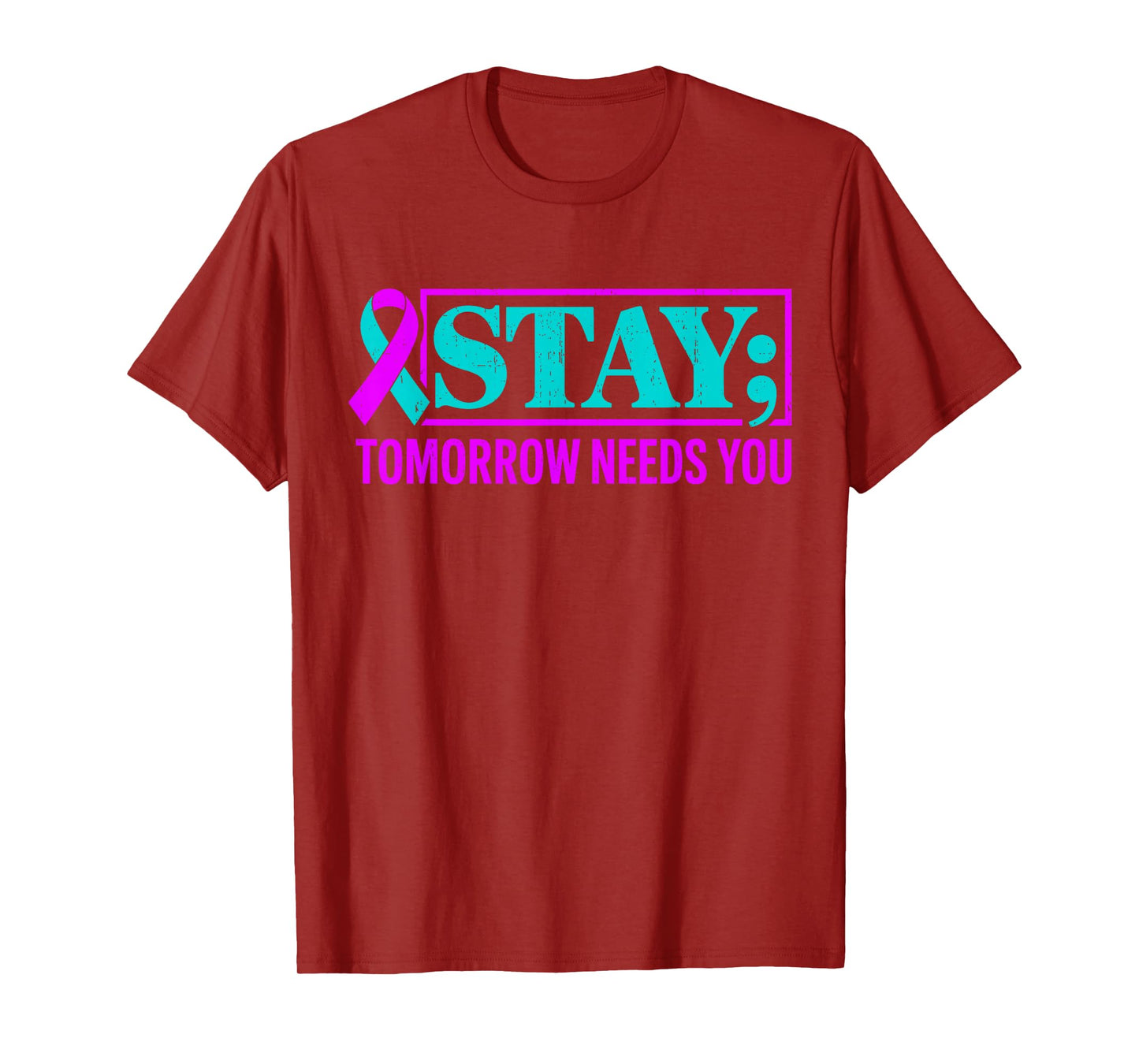 Groovy Teal & Purple Ribbon Suicide Prevention Awareness T-Shirt