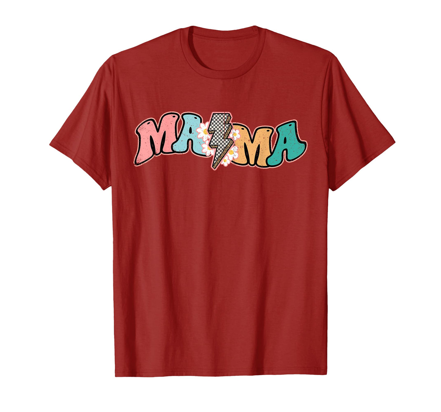 Checkered Mama Bolt Lightning Retro Mom Life Mother's Day T-Shirt