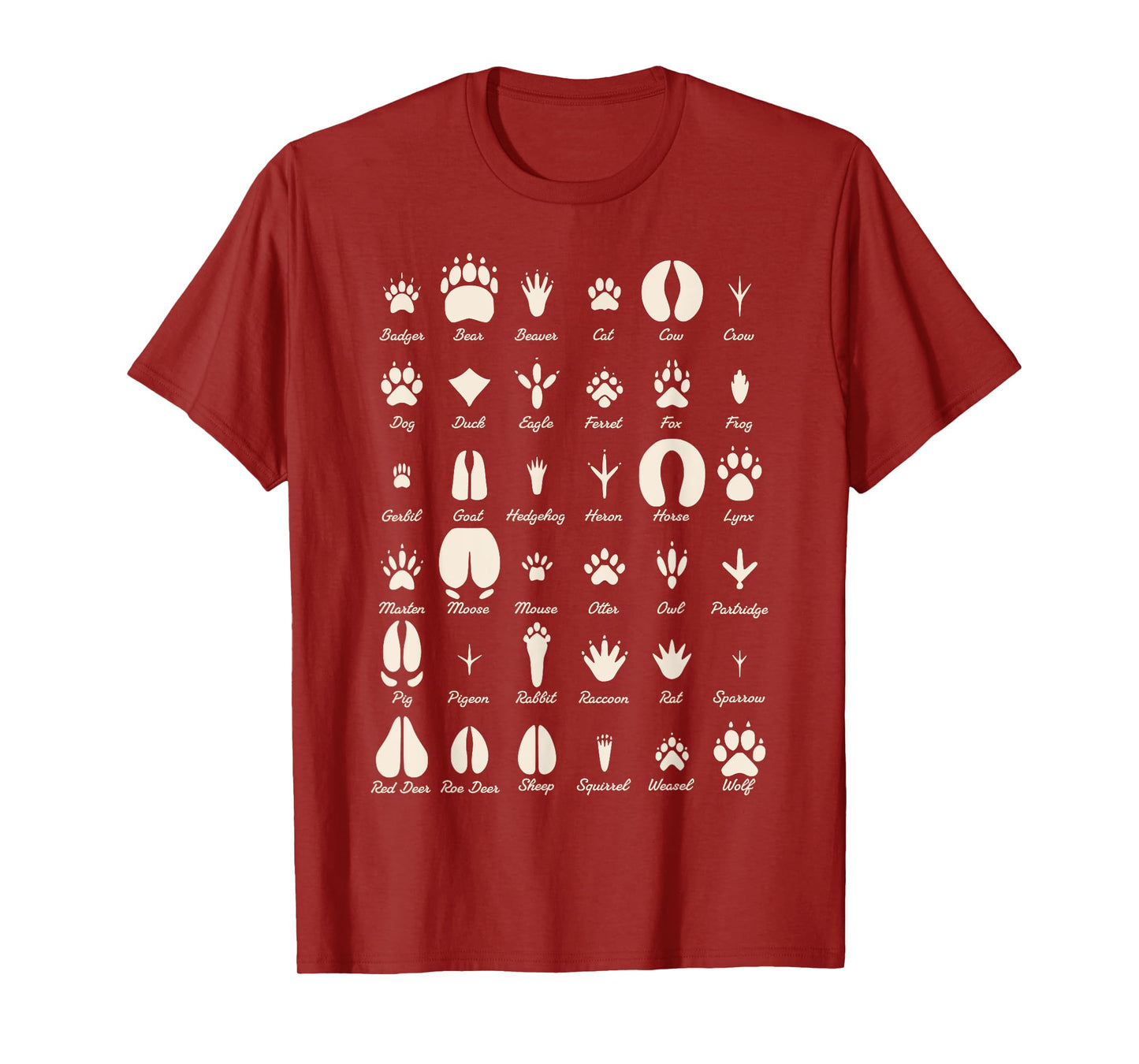 Animal Track s Common Animals & Wildlife Tracks T-Shirt