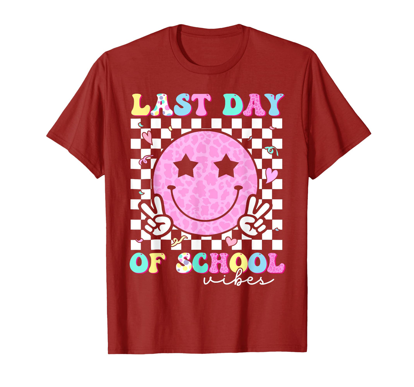 Last Day of School Vibes Teacher Student Groovy Graduation T-Shirt
