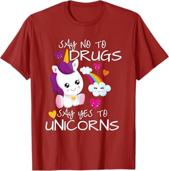 Red Ribbon Week Kids Youth Say No Say Yes To Unicorns T-Shirt